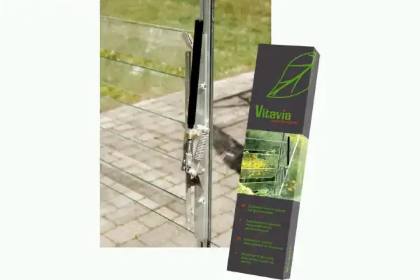 Automatic greenhouse door mechanism for efficient greenhouse management and plant protection. Designed for durability and seamless operation in greenhouse environments.