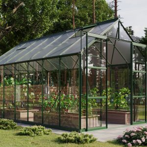 High-quality greenhouse for gardening and plant cultivation, featuring durable glass panels and sturdy metal frame, ideal for homeowners and horticulturists seeking optimal growing conditions.